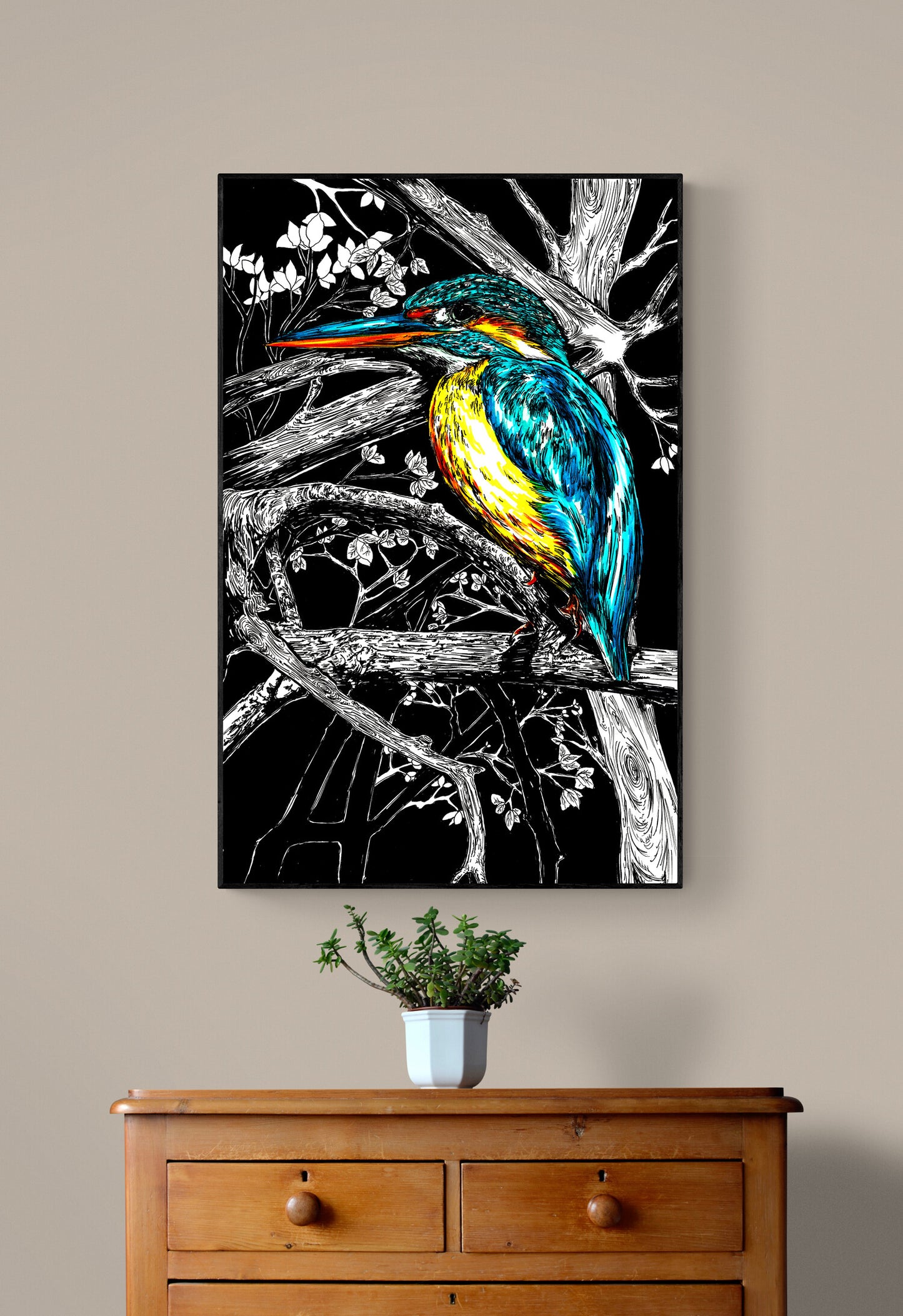 Kingfisher Exotic Bird Wall Art Poster Print
