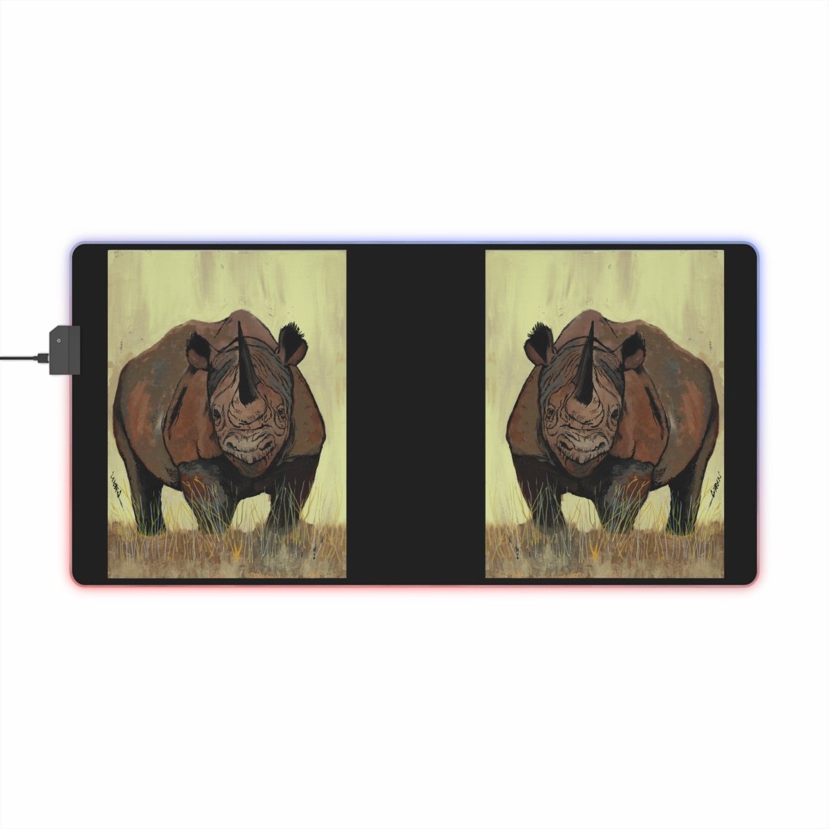 Premium LED Gaming Mouse Pad with Rhino Design - Perfect for Gamers - Curran Artworks