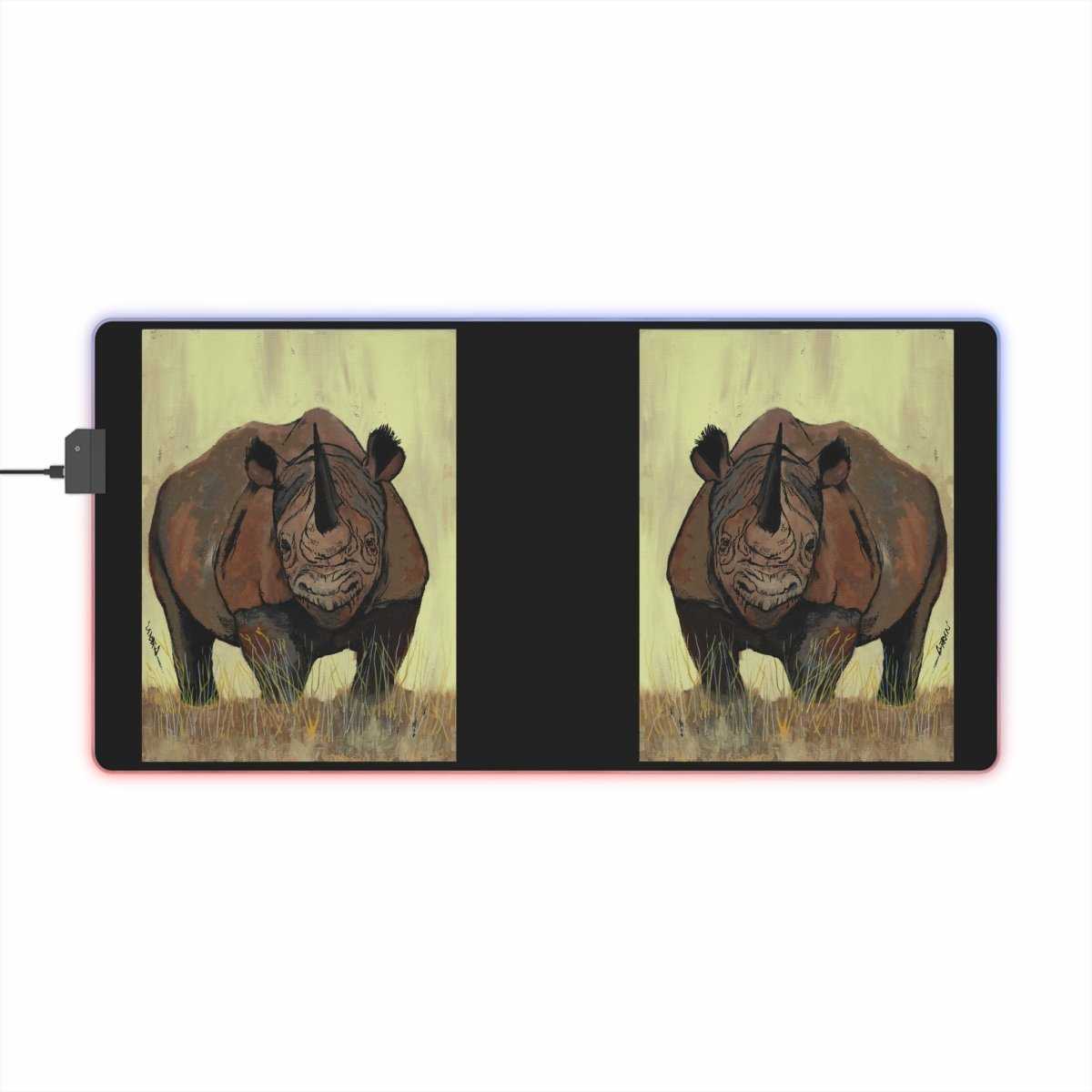 Premium LED Gaming Mouse Pad with Rhino Design - Perfect for Gamers - Curran Artworks