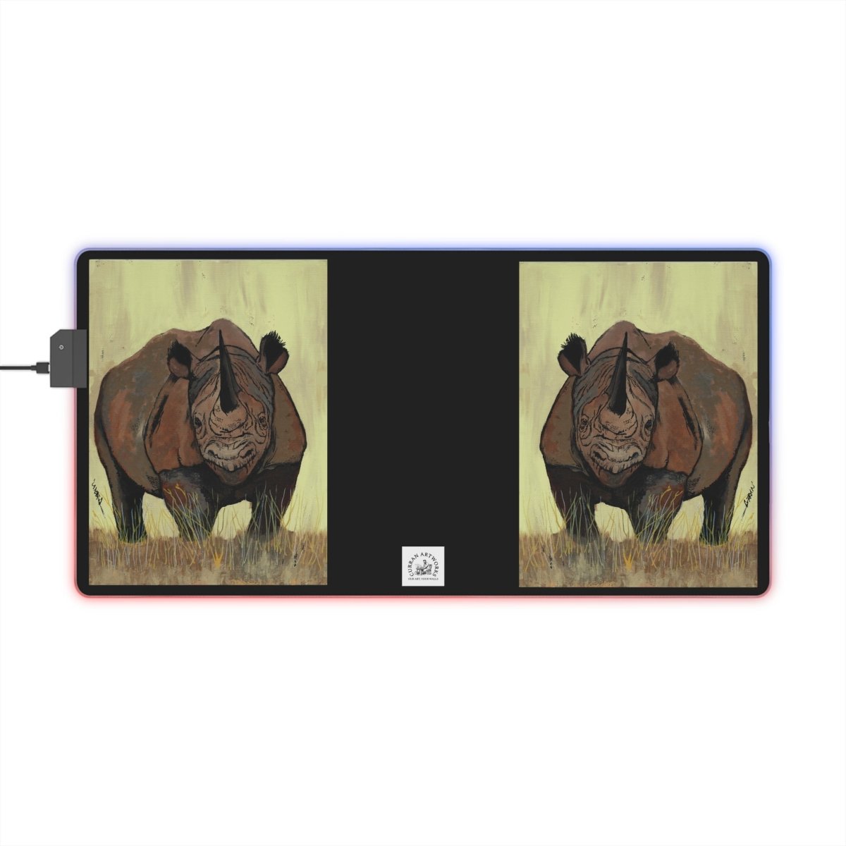Premium LED Gaming Mouse Pad with Rhino Design - Perfect for Gamers - Curran Artworks