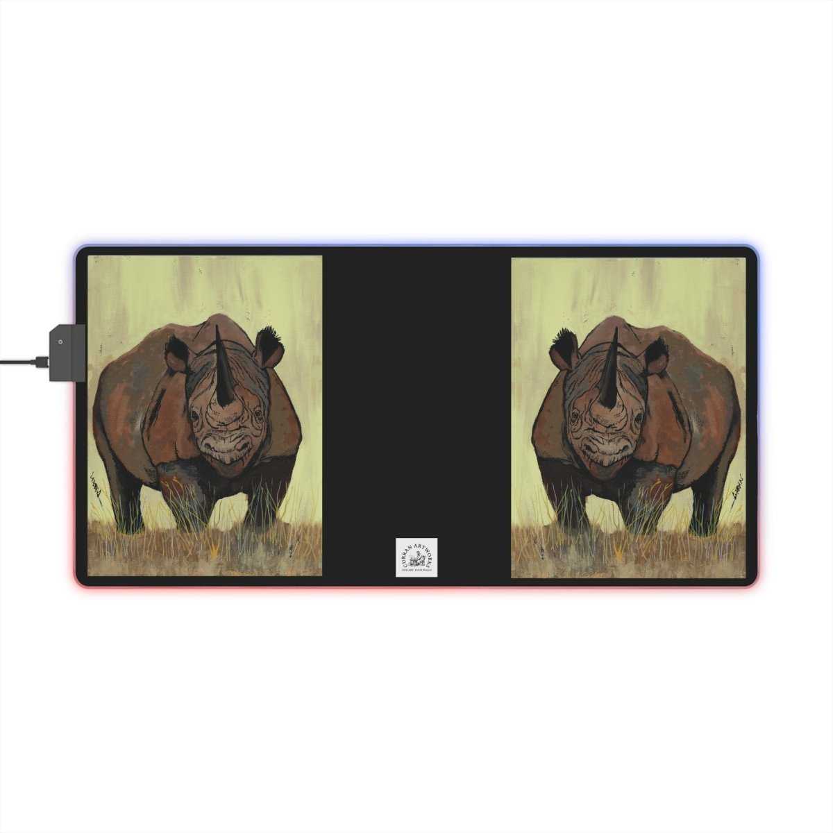 Premium LED Gaming Mouse Pad with Rhino Design - Perfect for Gamers - Curran Artworks