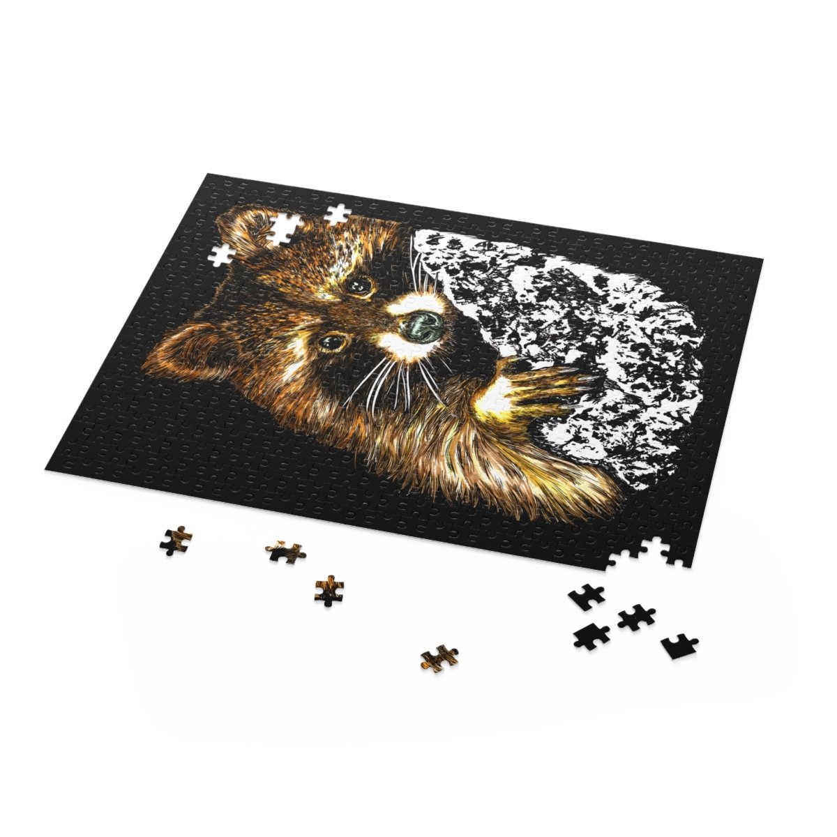 Raccoon Puzzle - 120/252/500 - Piece - Perfect for Animal Lovers - Curran Artworks
