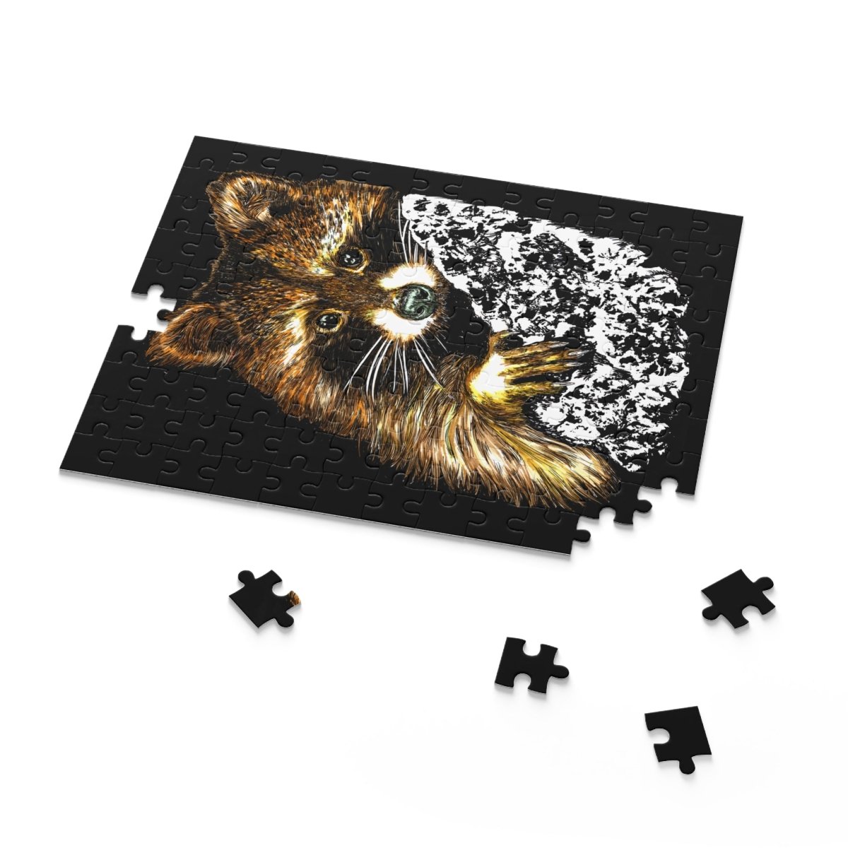 Raccoon Puzzle - 120/252/500 - Piece - Perfect for Animal Lovers - Curran Artworks