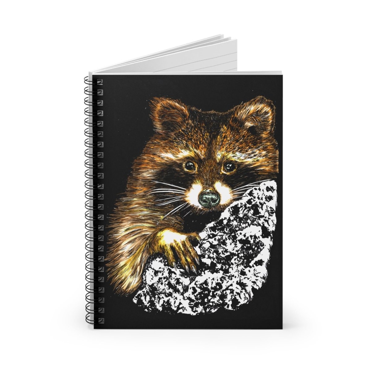 Raccoon Wildlife - Inspired Spiral Notebook – Ruled Lines with Raccoon Design - Curran Artworks