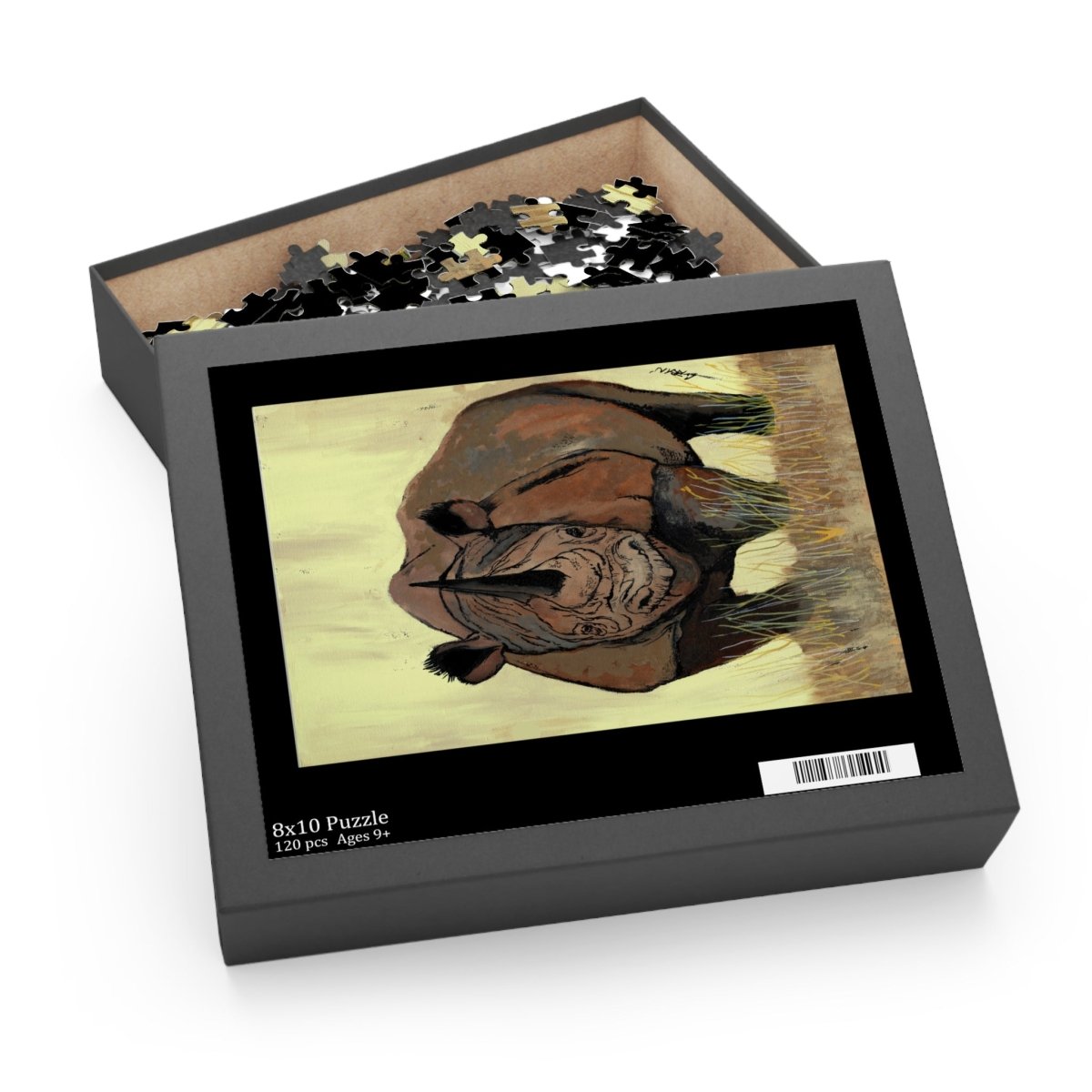 Rhino Art Puzzle - 120, 252, 500 - Piece Wildlife Jigsaw for Nature Lovers - Curran Artworks