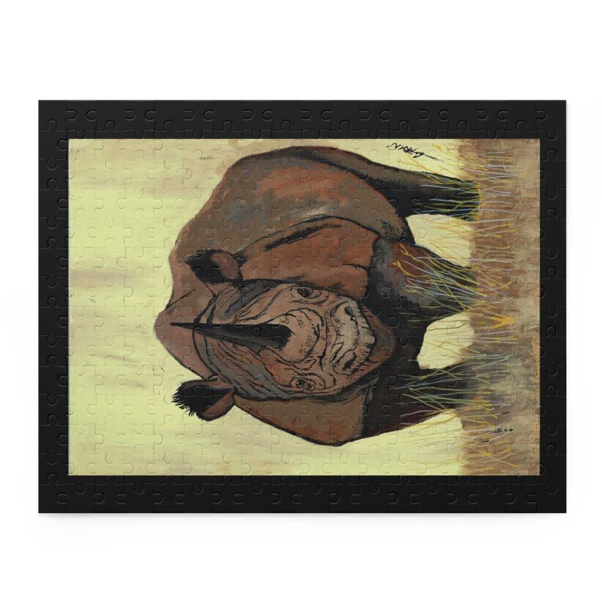 Rhino Art Puzzle - 120, 252, 500 - Piece Wildlife Jigsaw for Nature Lovers - Curran Artworks