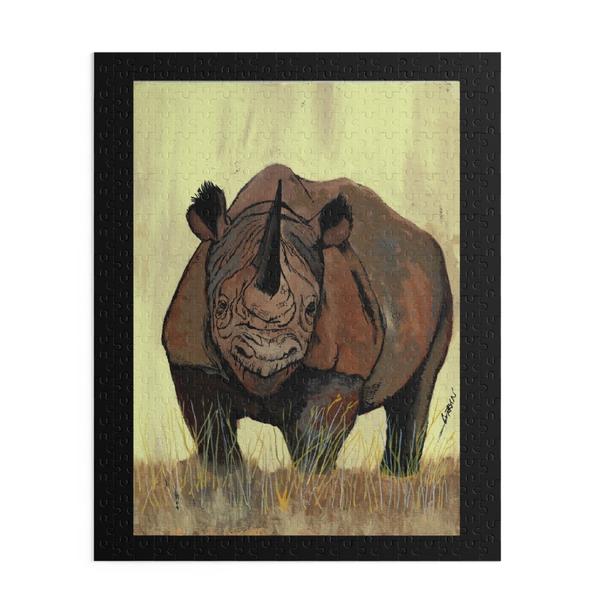 Rhino Art Puzzle - 120, 252, 500 - Piece Wildlife Jigsaw for Nature Lovers - Curran Artworks
