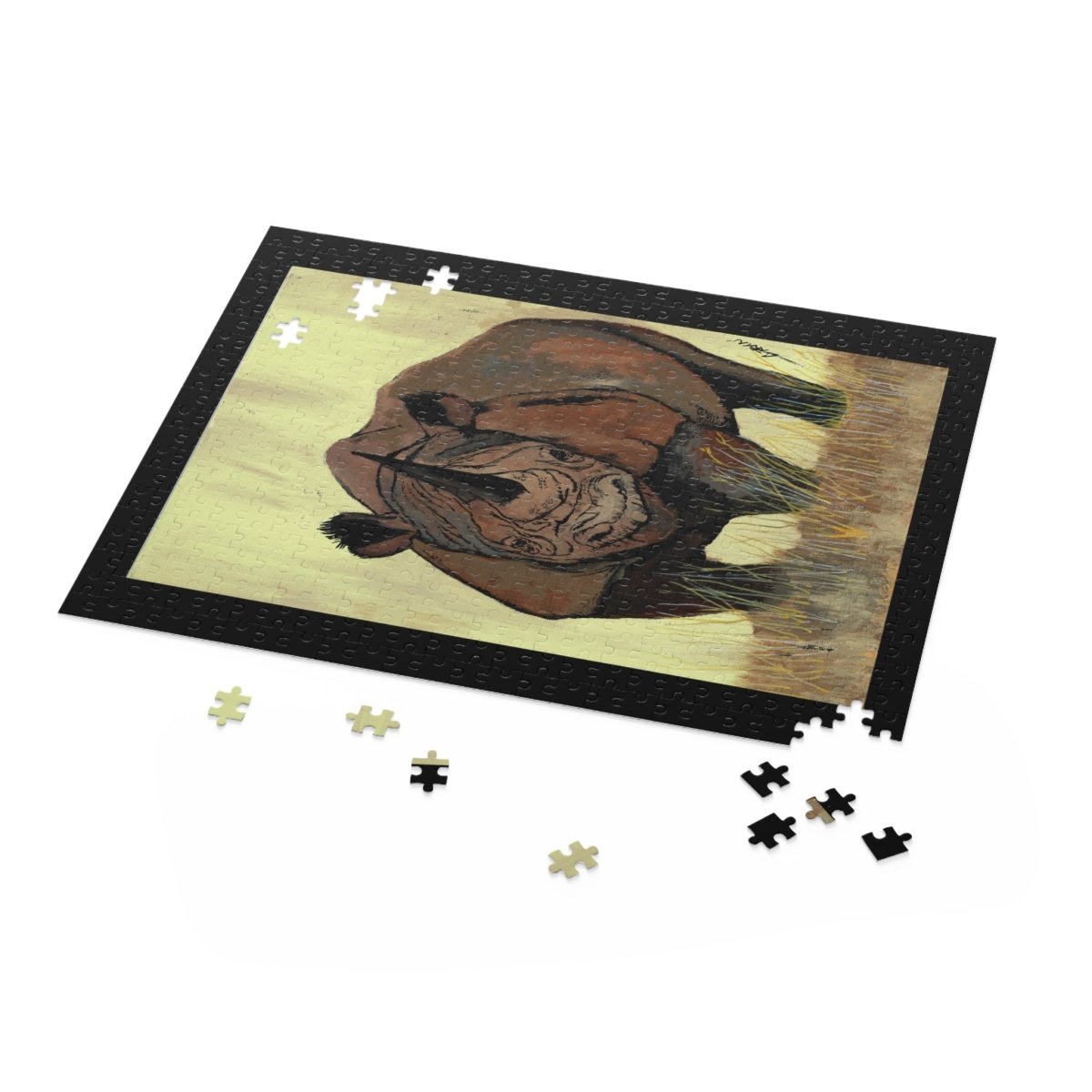 Rhino Art Puzzle - 120, 252, 500 - Piece Wildlife Jigsaw for Nature Lovers - Curran Artworks