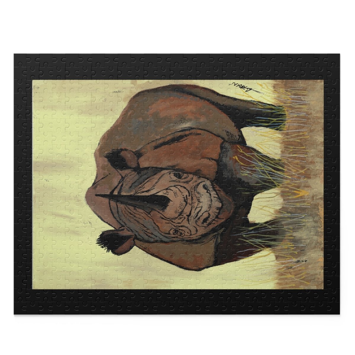 Rhino Art Puzzle - 120, 252, 500 - Piece Wildlife Jigsaw for Nature Lovers - Curran Artworks