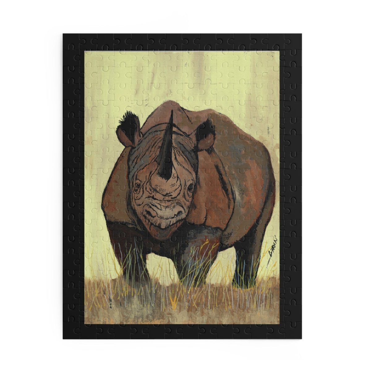 Rhino Art Puzzle - 120, 252, 500 - Piece Wildlife Jigsaw for Nature Lovers - Curran Artworks