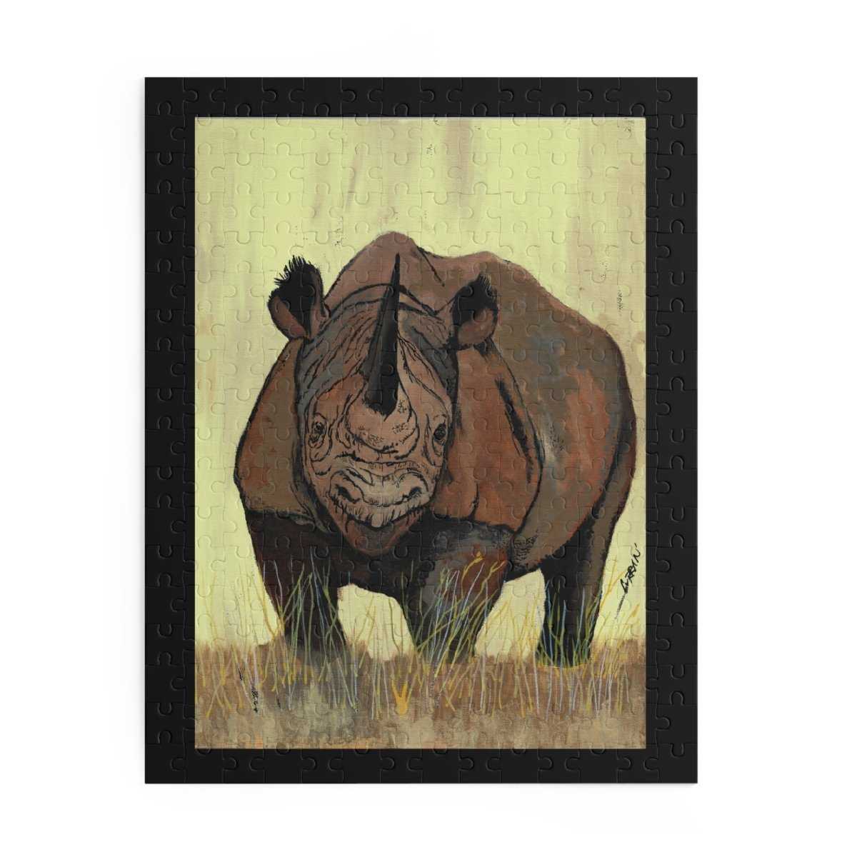 Rhino Art Puzzle - 120, 252, 500 - Piece Wildlife Jigsaw for Nature Lovers - Curran Artworks