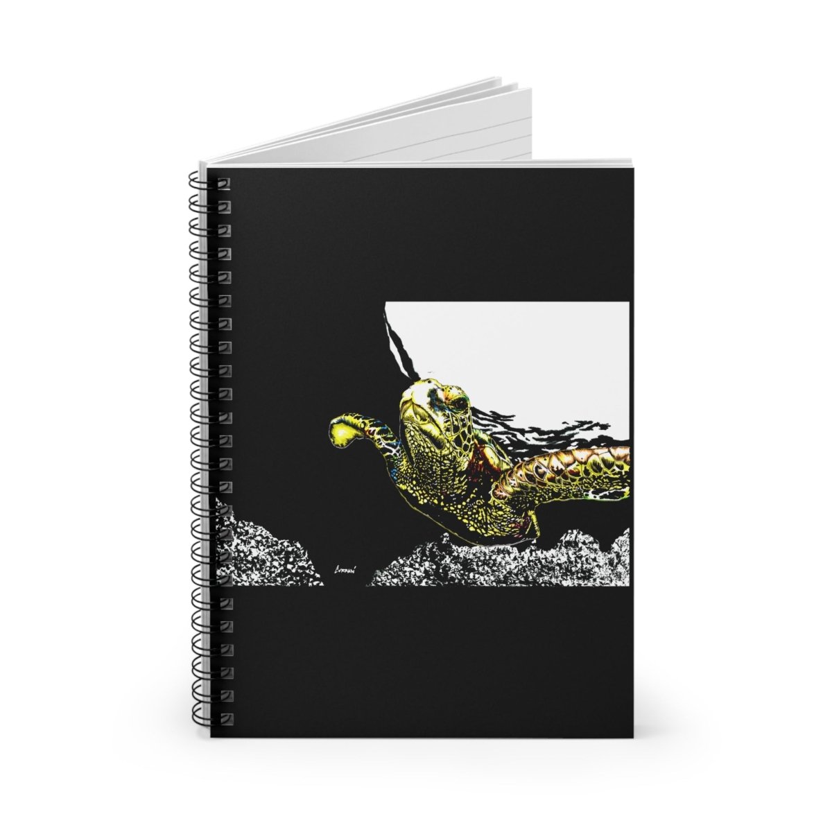 Sea Turtle - Inspired Spiral Notebook - Ruled Line with Sea Turtle Design - Curran Artworks