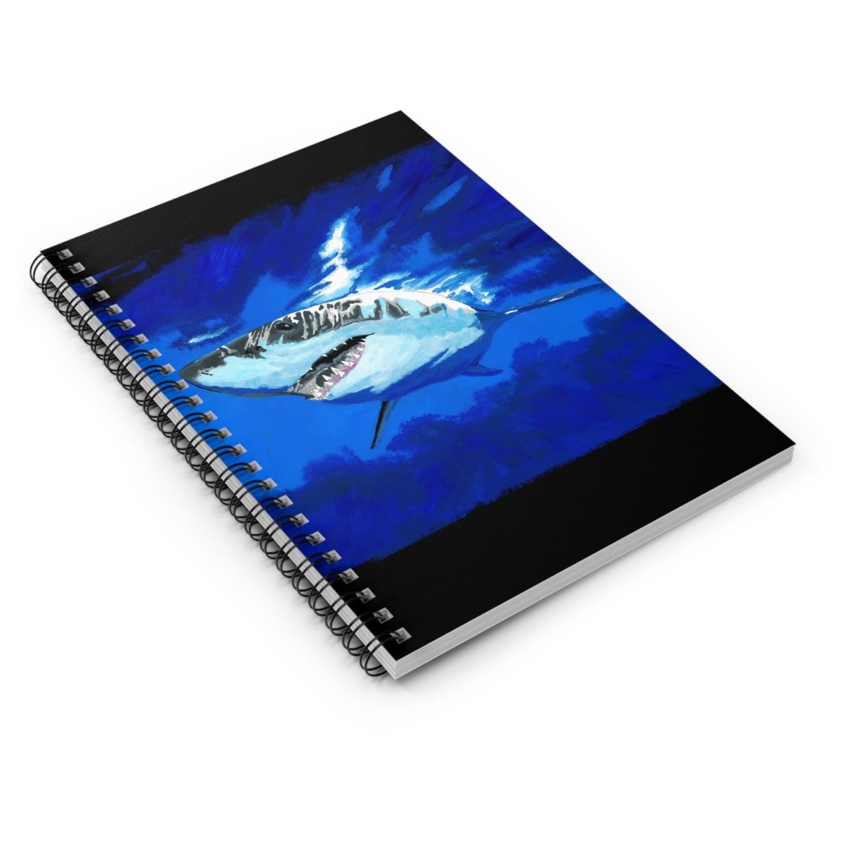 Shark - Inspired Spiral Notebook - Ruled Line with Shark Design - Curran Artworks