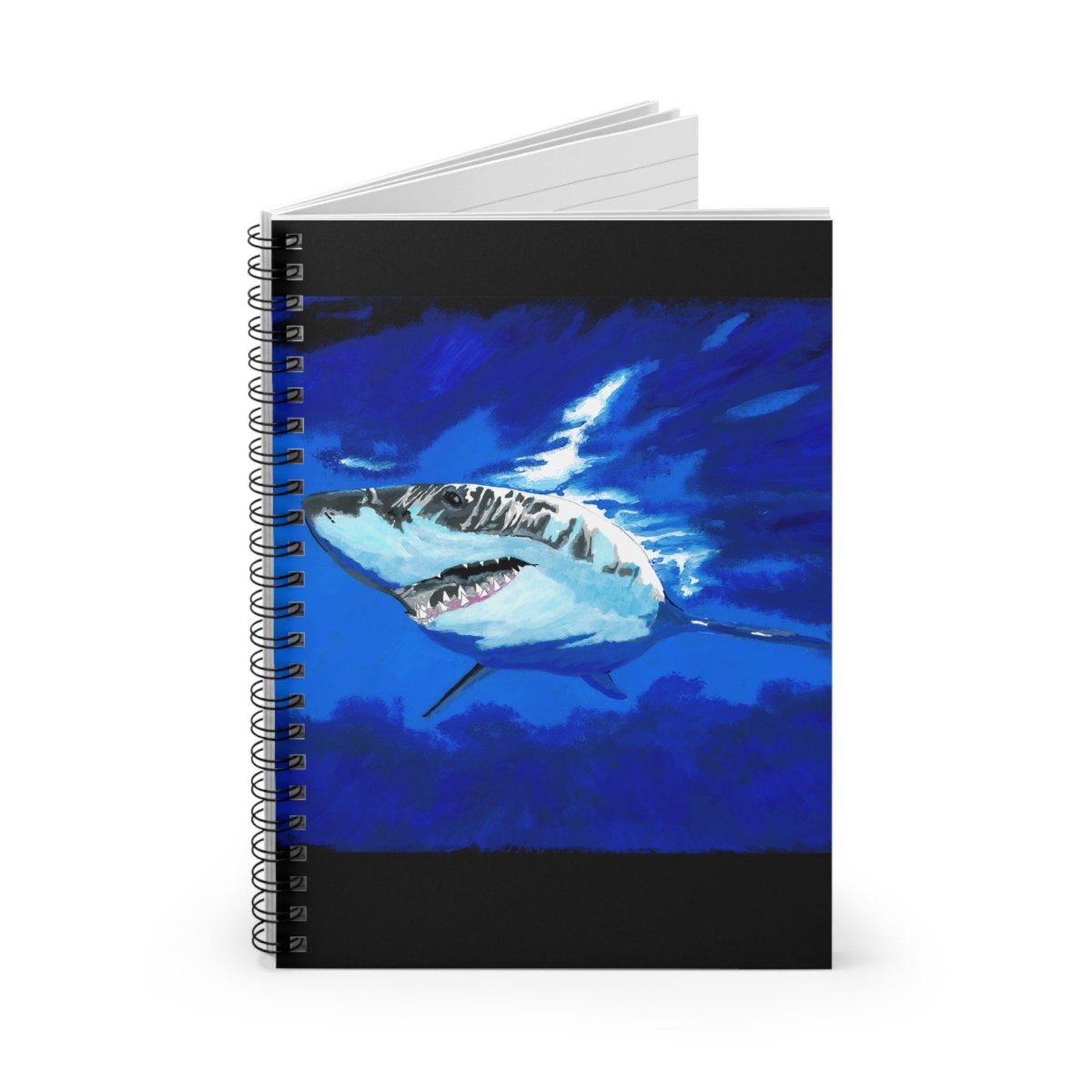 Shark - Inspired Spiral Notebook - Ruled Line with Shark Design - Curran Artworks