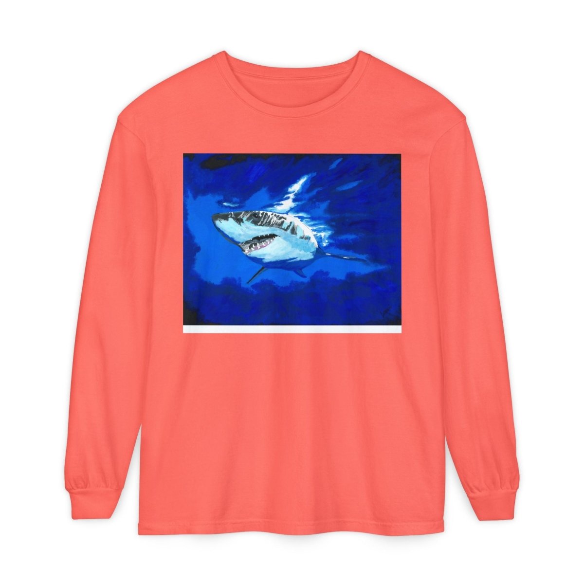 Shark Long Sleeve T-Shirt with Shark Design - Unisex Tee for Beach Lovers - Curran Artworks