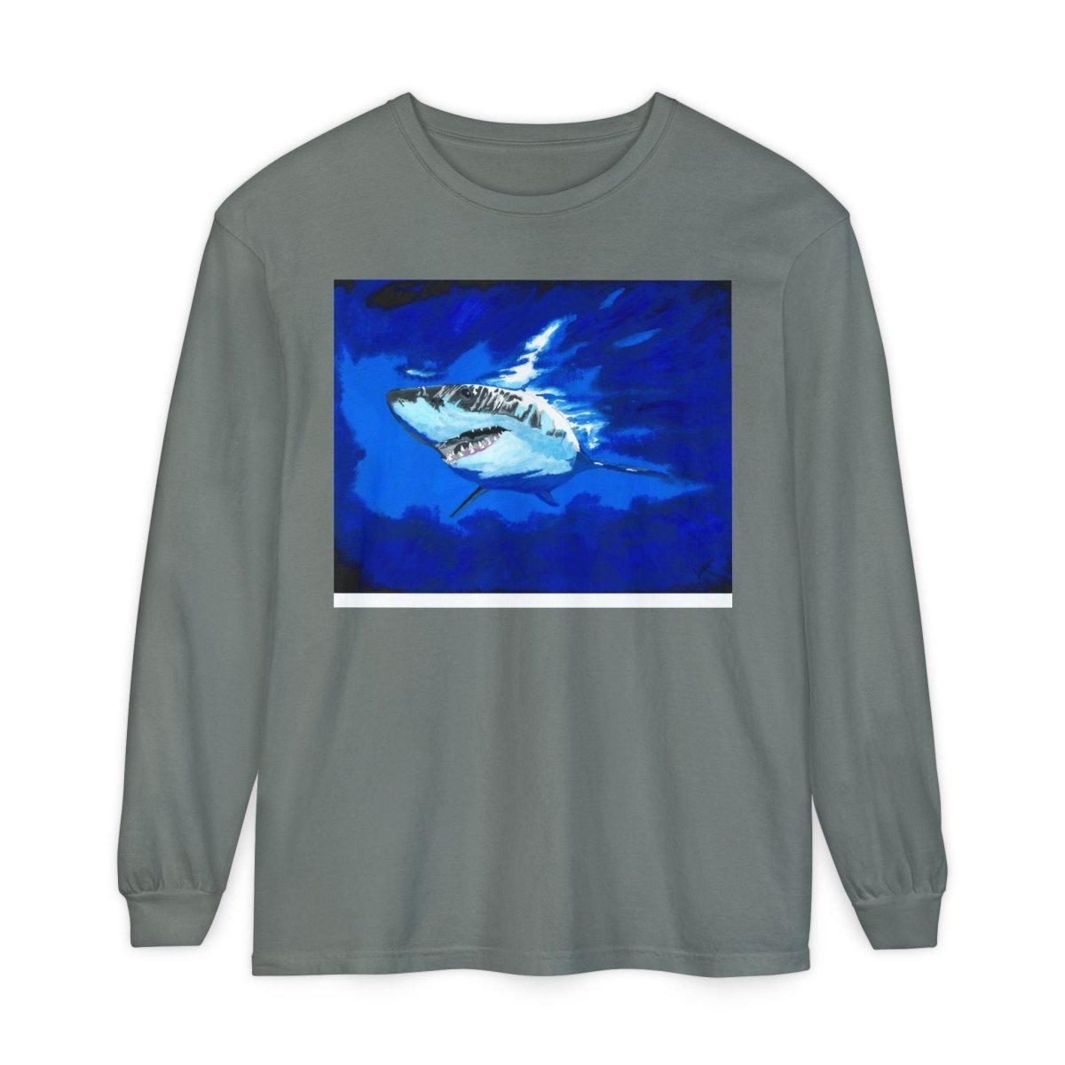Shark Long Sleeve T-Shirt with Shark Design - Unisex Tee for Beach Lovers - Curran Artworks