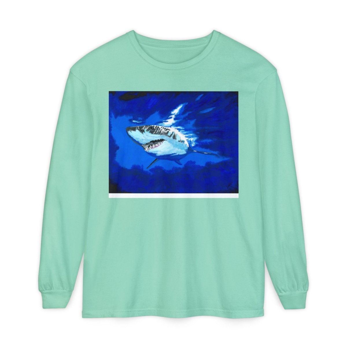Shark Long Sleeve T-Shirt with Shark Design - Unisex Tee for Beach Lovers - Curran Artworks