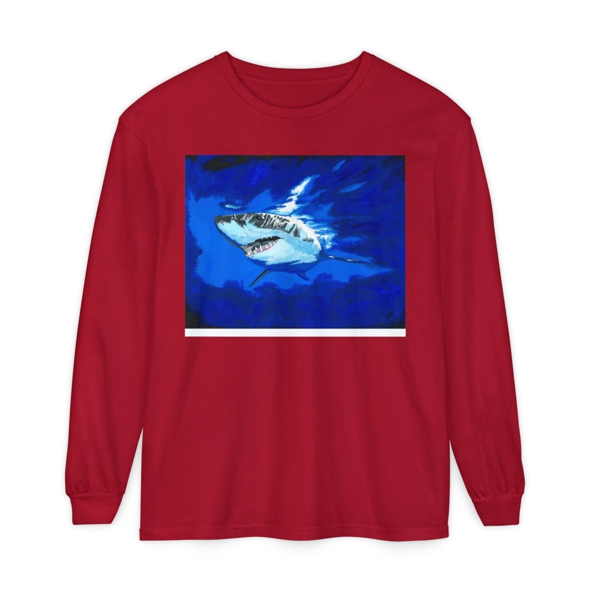 Shark Long Sleeve T-Shirt with Shark Design - Unisex Tee for Beach Lovers - Curran Artworks