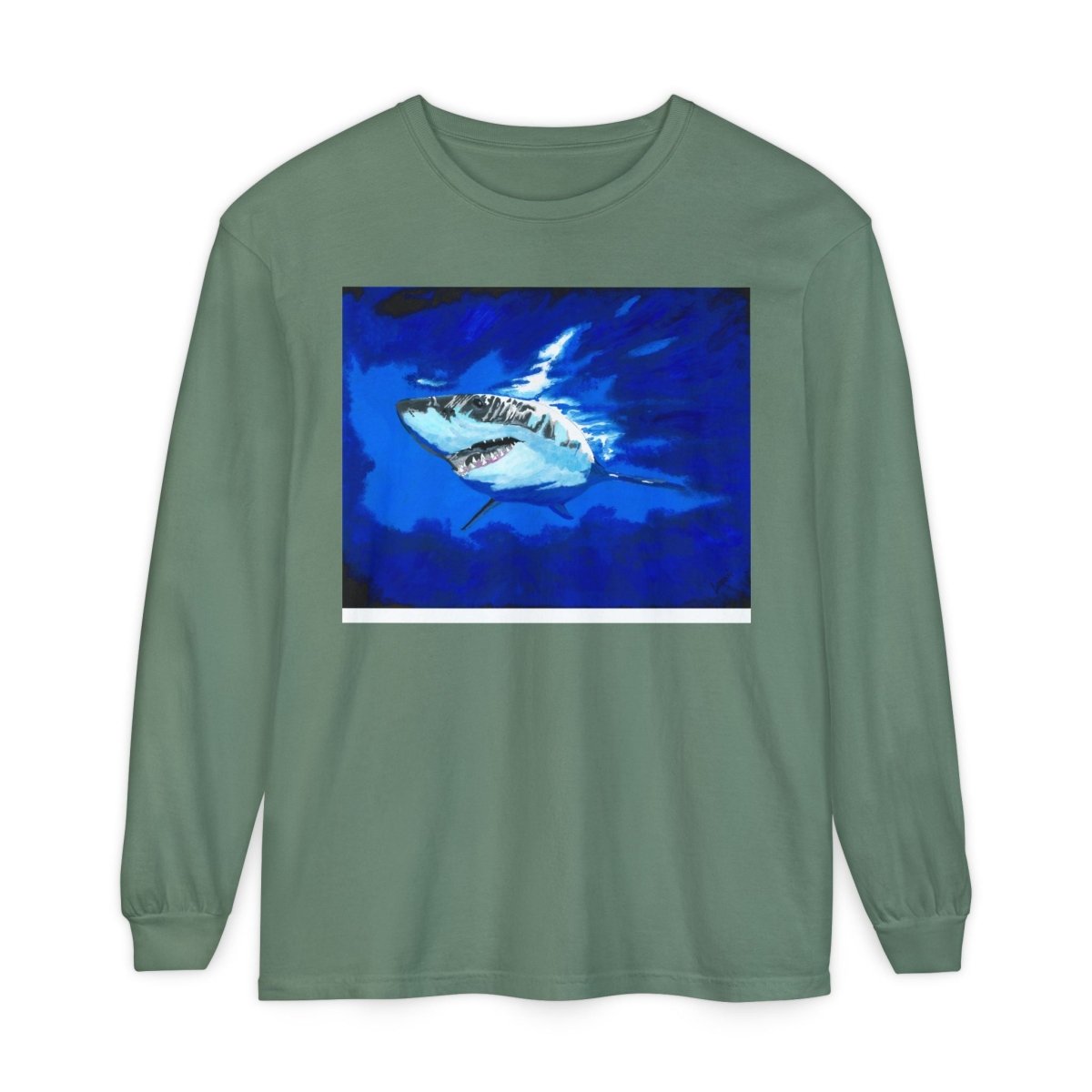 Shark Long Sleeve T-Shirt with Shark Design - Unisex Tee for Beach Lovers - Curran Artworks