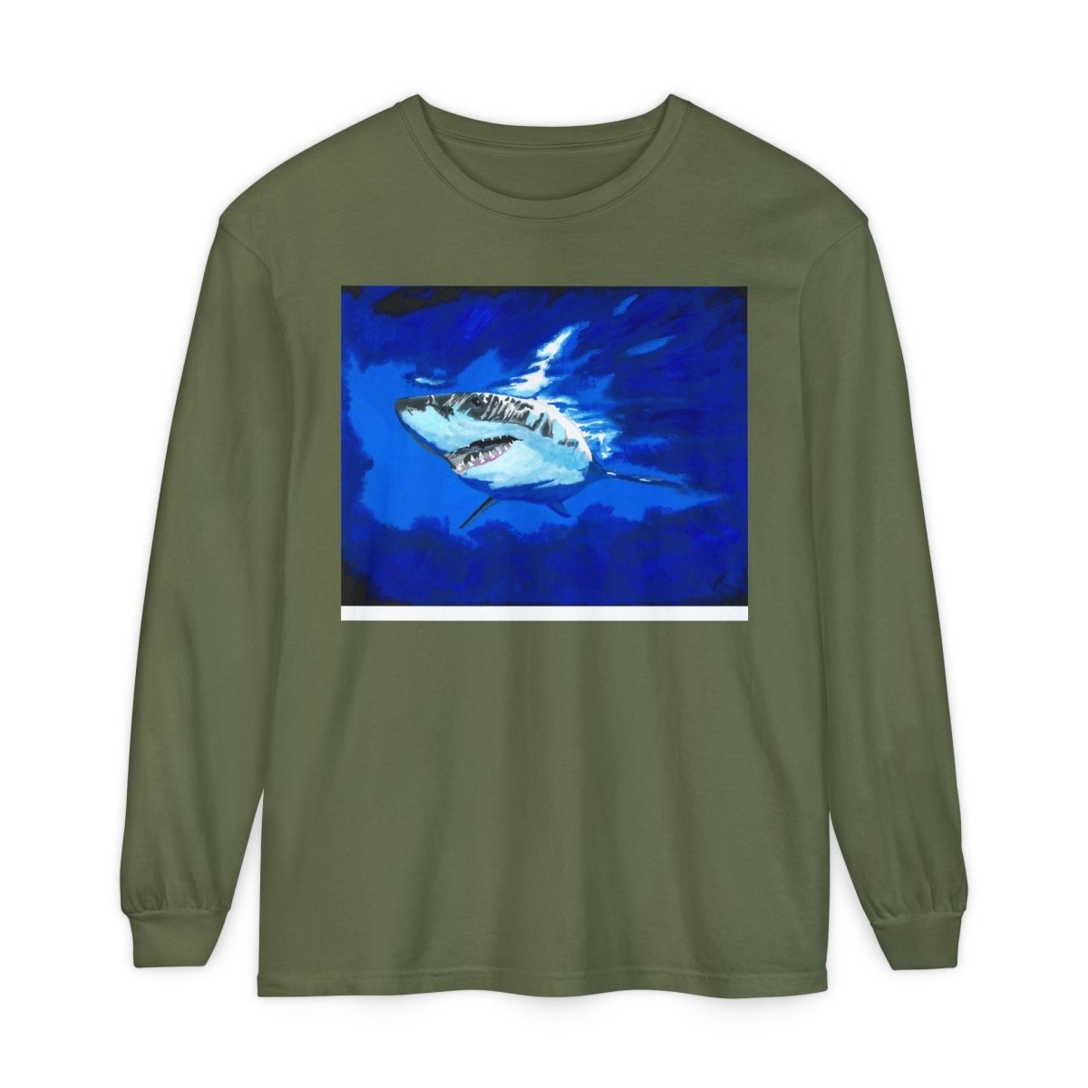 Shark Long Sleeve T-Shirt with Shark Design - Unisex Tee for Beach Lovers - Curran Artworks