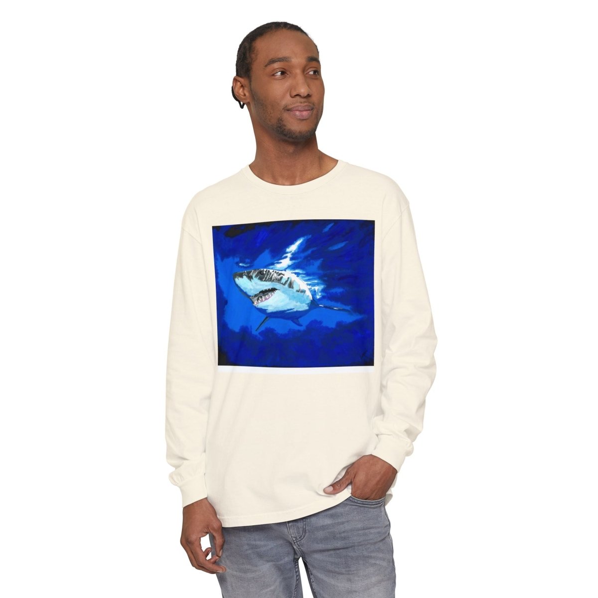 Shark Long Sleeve T-Shirt with Shark Design - Unisex Tee for Beach Lovers - Curran Artworks