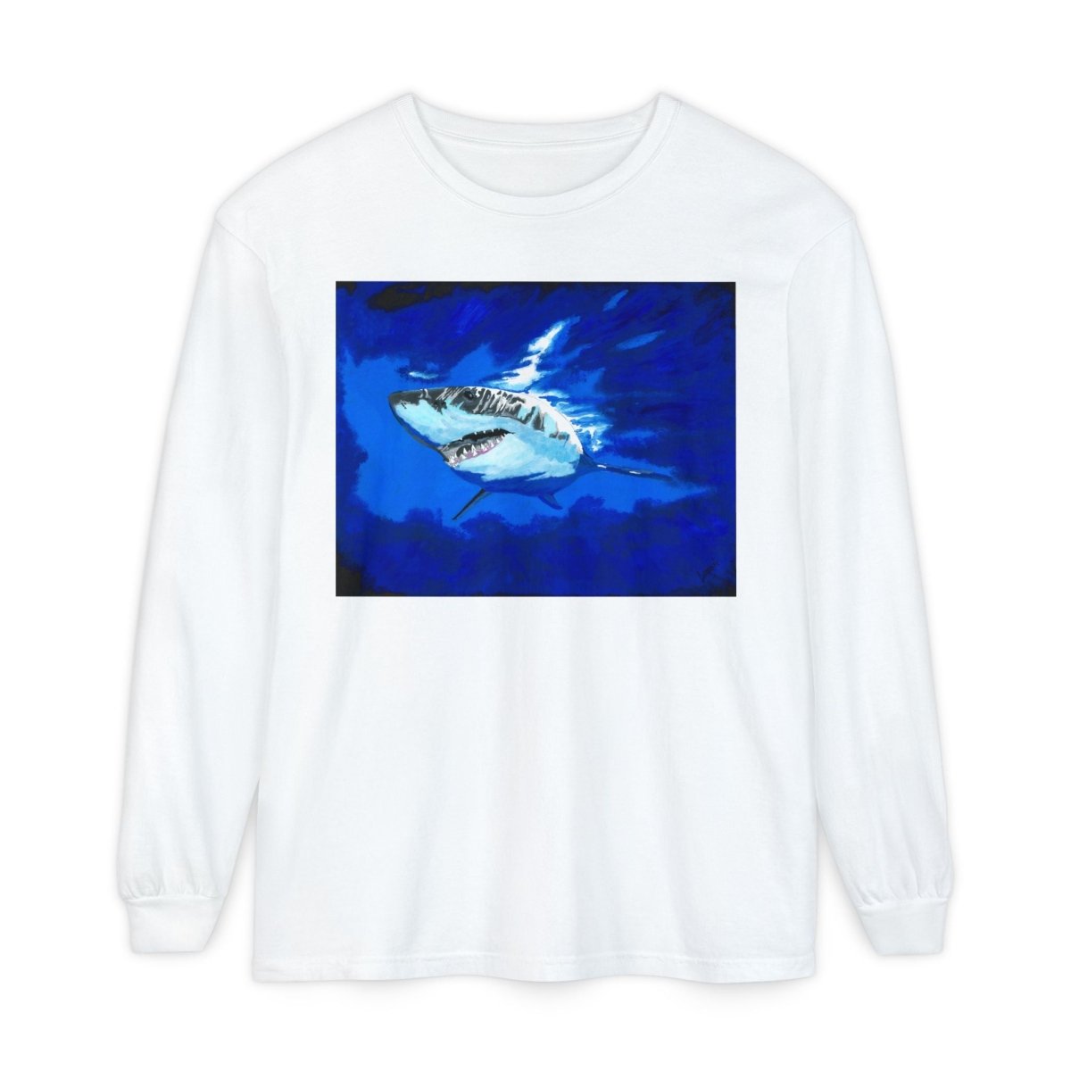 Shark Long Sleeve T-Shirt with Shark Design - Unisex Tee for Beach Lovers - Curran Artworks