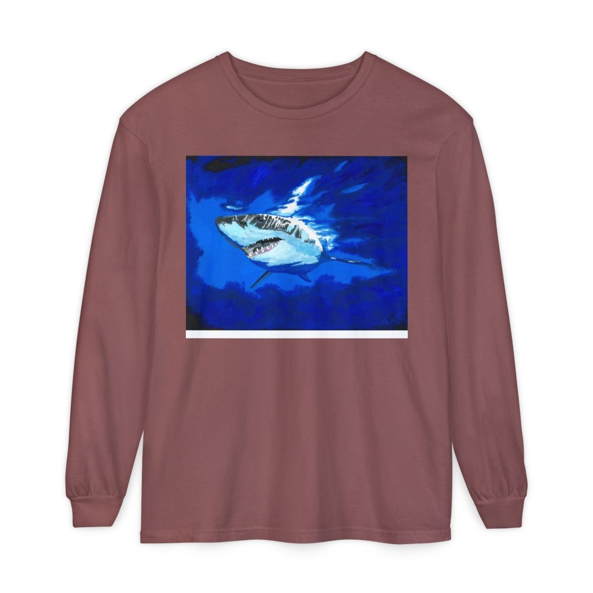 Shark Long Sleeve T-Shirt with Shark Design - Unisex Tee for Beach Lovers - Curran Artworks