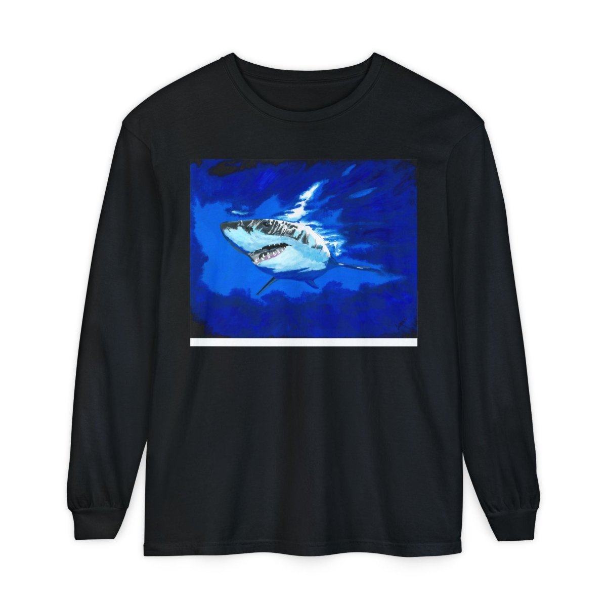 Shark Long Sleeve T-Shirt with Shark Design - Unisex Tee for Beach Lovers - Curran Artworks