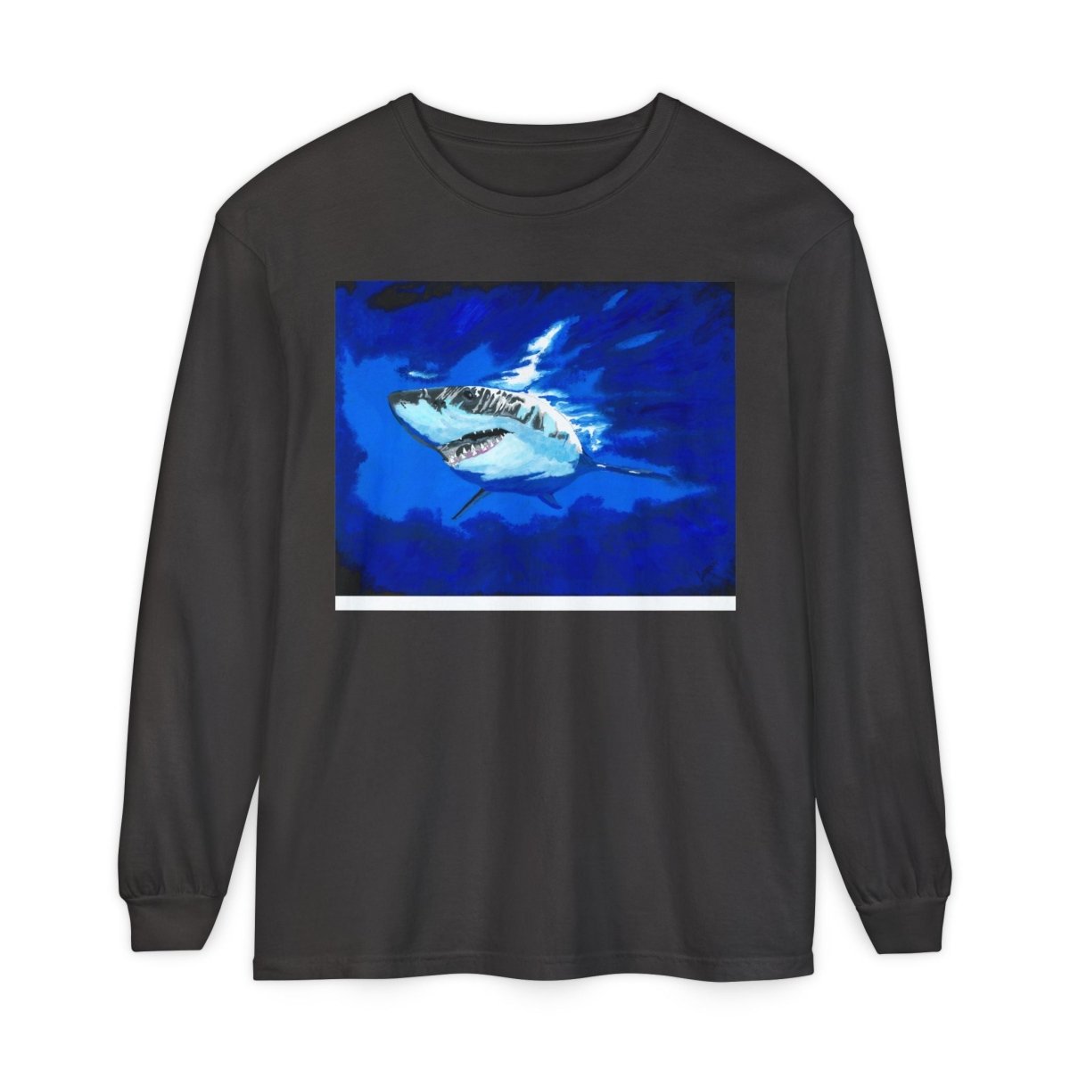 Shark Long Sleeve T-Shirt with Shark Design - Unisex Tee for Beach Lovers - Curran Artworks