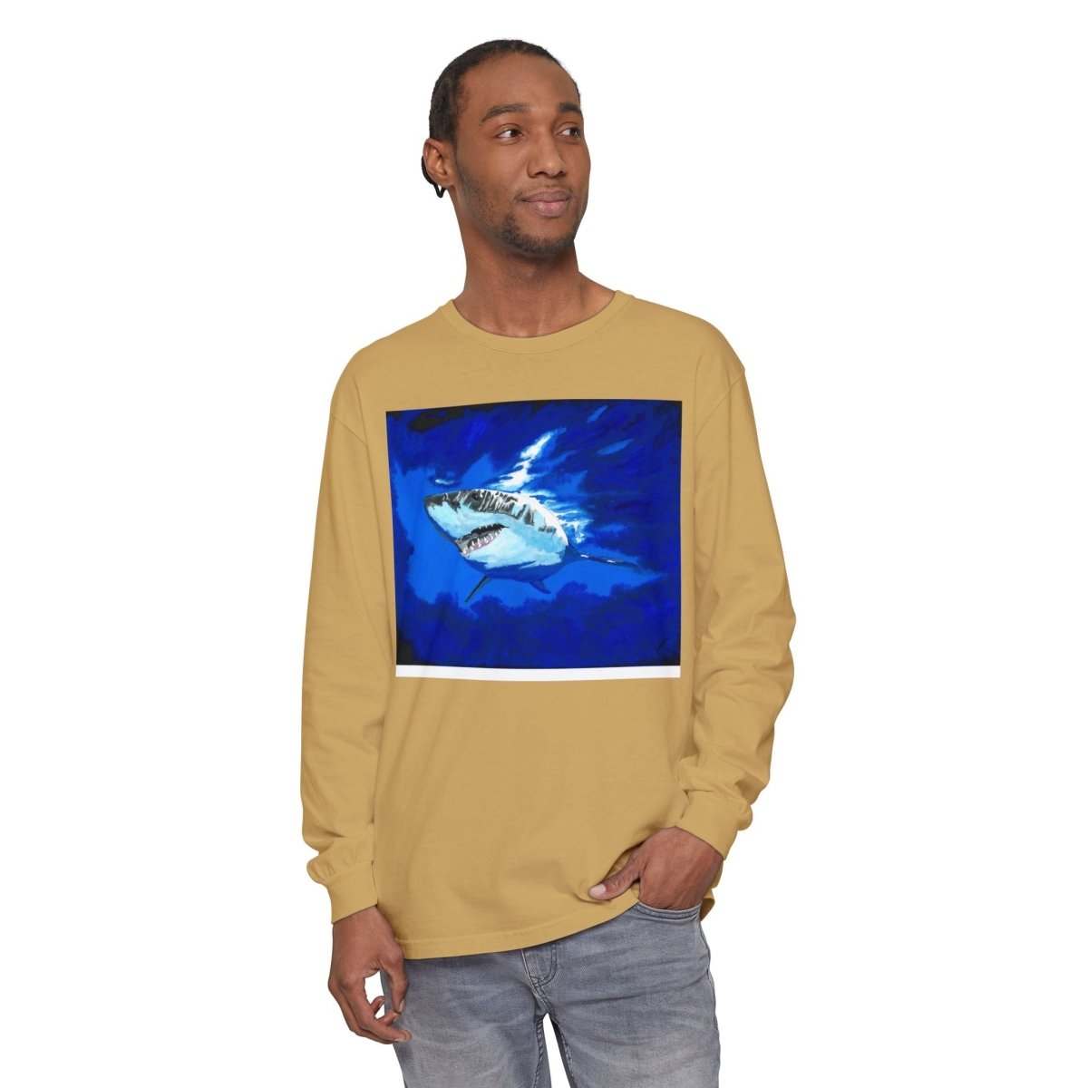 Shark Long Sleeve T-Shirt with Shark Design - Unisex Tee for Beach Lovers - Curran Artworks