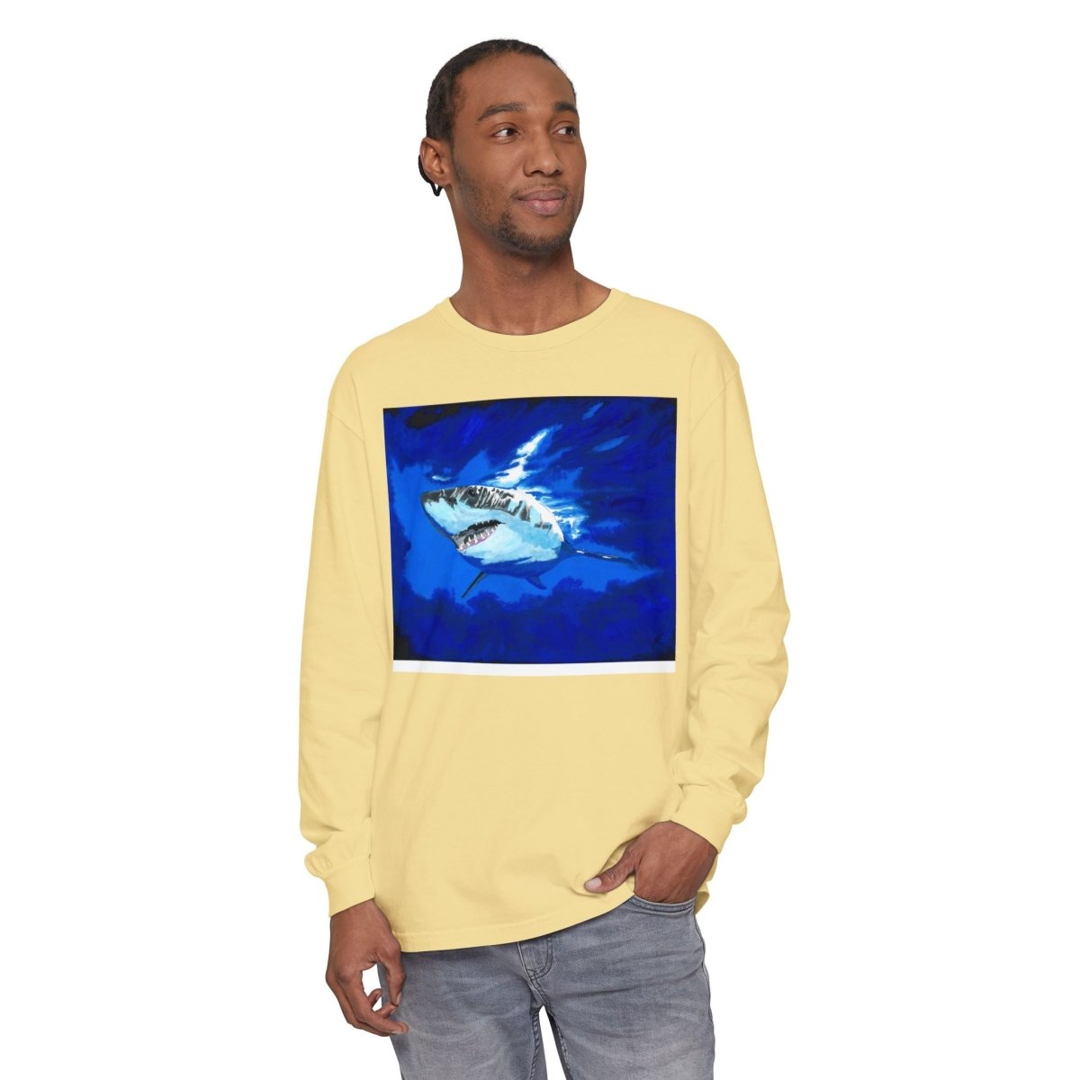 Shark Long Sleeve T-Shirt with Shark Design - Unisex Tee for Beach Lovers - Curran Artworks