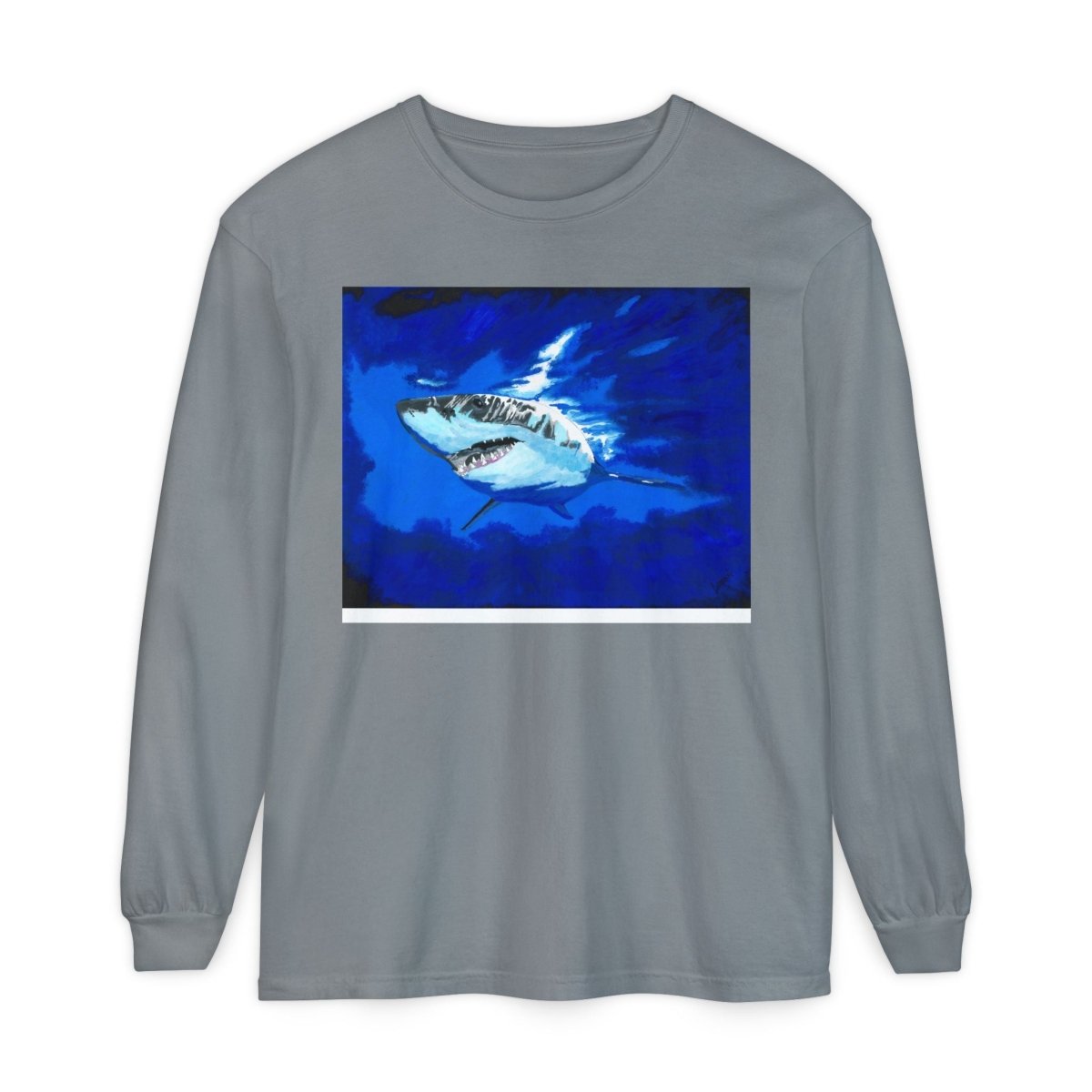 Shark Long Sleeve T-Shirt with Shark Design - Unisex Tee for Beach Lovers - Curran Artworks