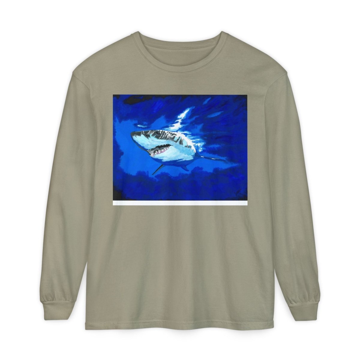 Shark Long Sleeve T-Shirt with Shark Design - Unisex Tee for Beach Lovers - Curran Artworks