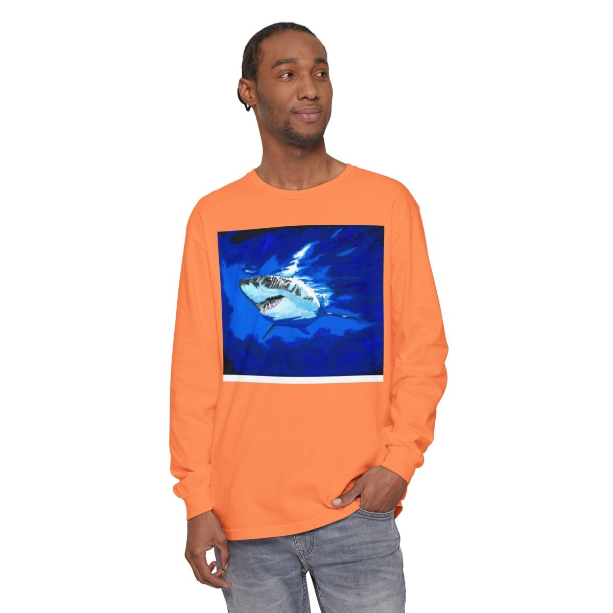 Shark Long Sleeve T-Shirt with Shark Design - Unisex Tee for Beach Lovers - Curran Artworks
