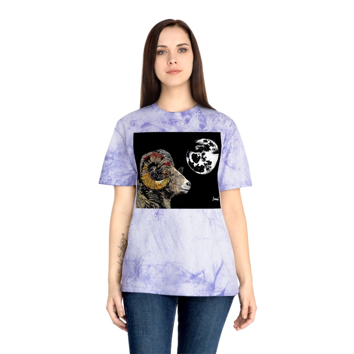 Striking Mountain Ram Color Blast T-Shirt – Original Hand - Drawn Art, Unisex - Curran Artworks