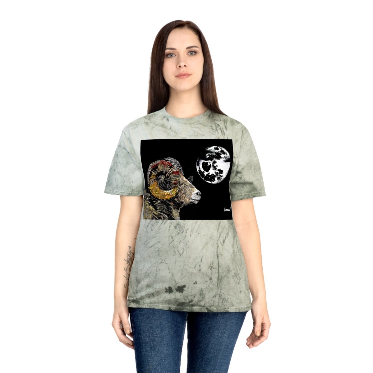 Striking Mountain Ram Color Blast T-Shirt – Original Hand - Drawn Art, Unisex - Curran Artworks