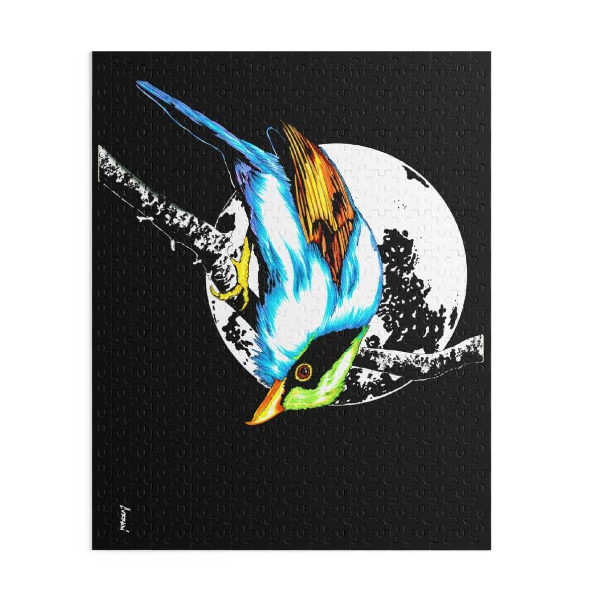 Stunning Bird Art Puzzle - 500-Piece Puzzle with Moon Design