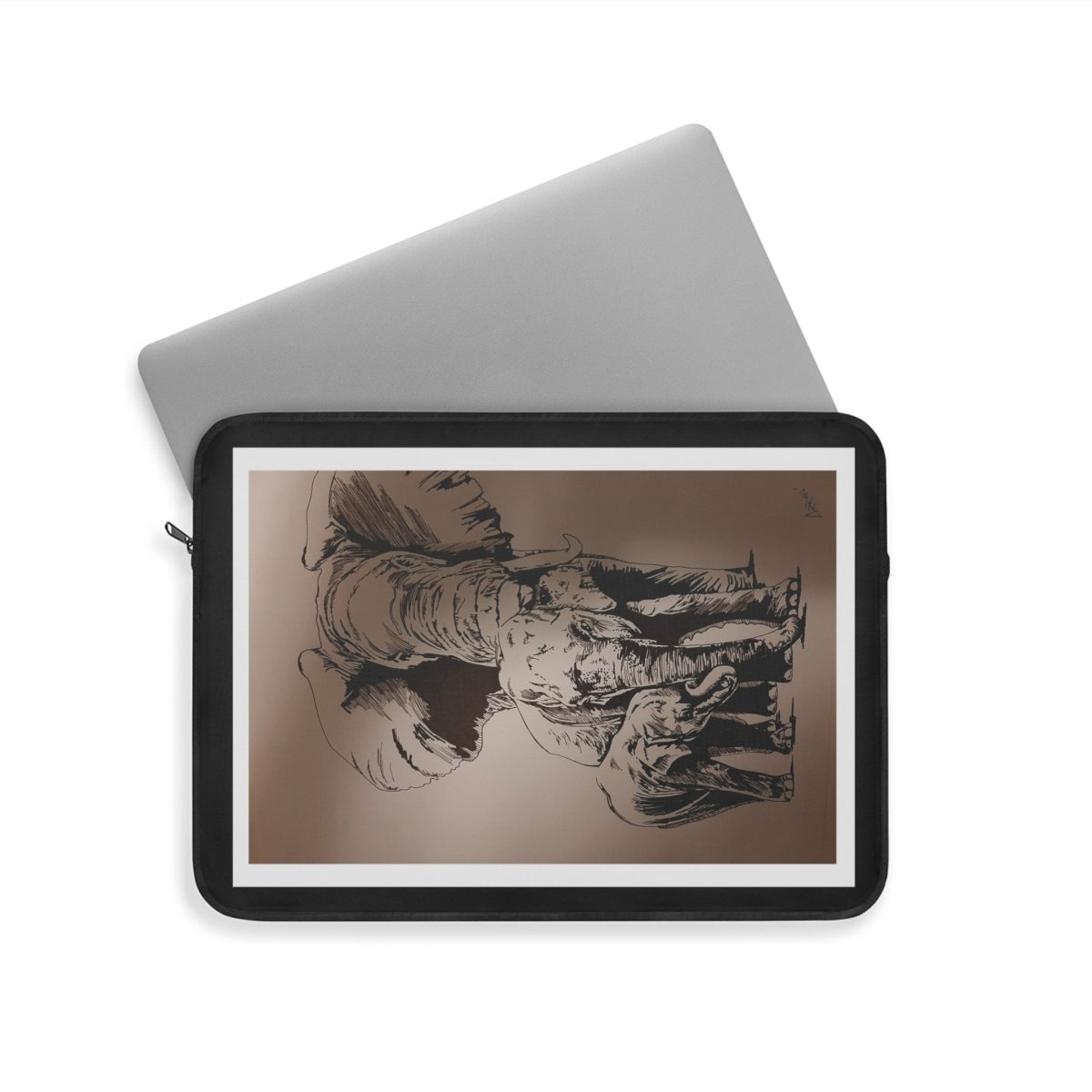 Stylish Elephant Laptop Sleeve | Elegant, Hand Drawn & Protective Tech Accessory - Curran Artworks