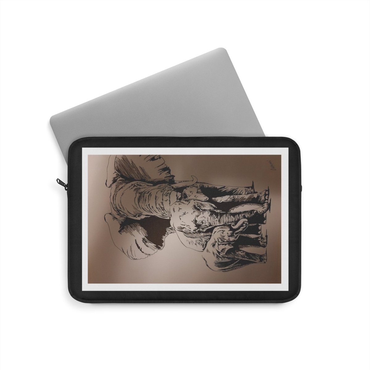 Stylish Elephant Laptop Sleeve | Elegant, Hand Drawn & Protective Tech Accessory - Curran Artworks