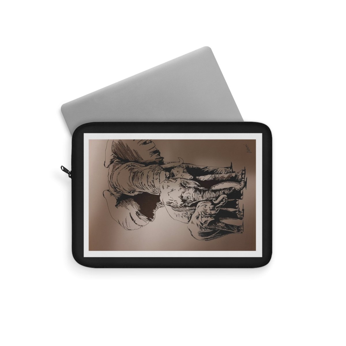 Stylish Elephant Laptop Sleeve | Elegant, Hand Drawn & Protective Tech Accessory - Curran Artworks