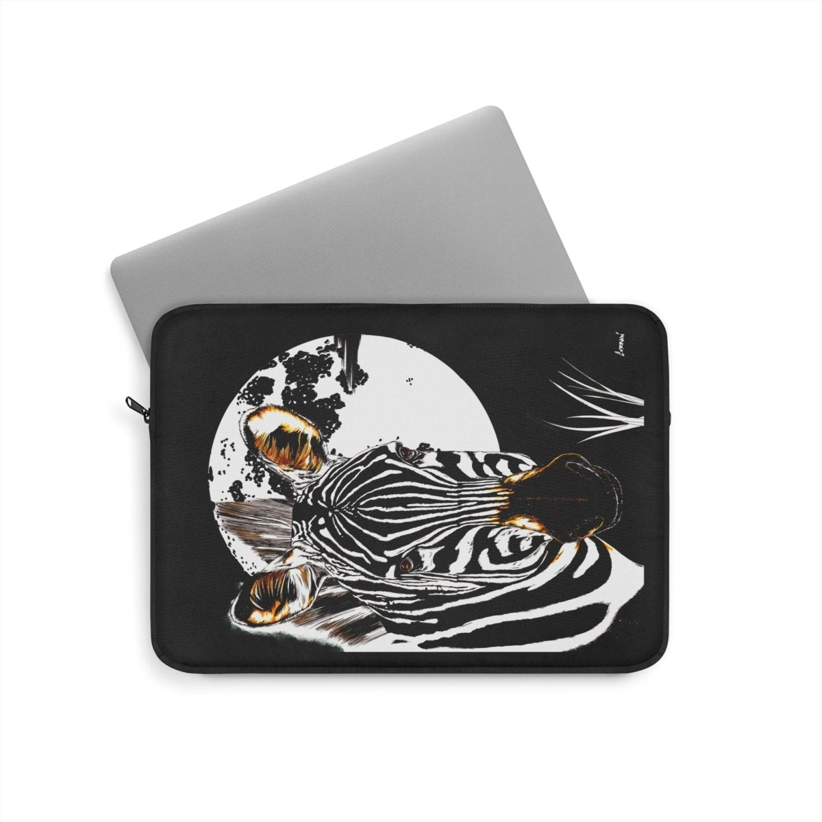 Stylish Zebra Print Laptop Sleeve - Protect Your Device with a Touch of Wild - Curran Artworks