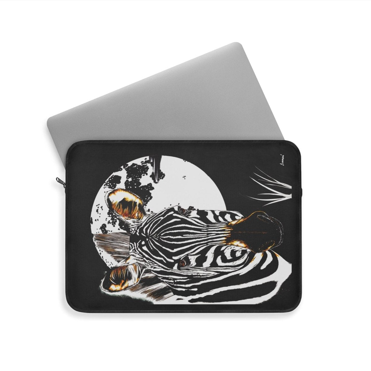 Stylish Zebra Print Laptop Sleeve - Protect Your Device with a Touch of Wild - Curran Artworks
