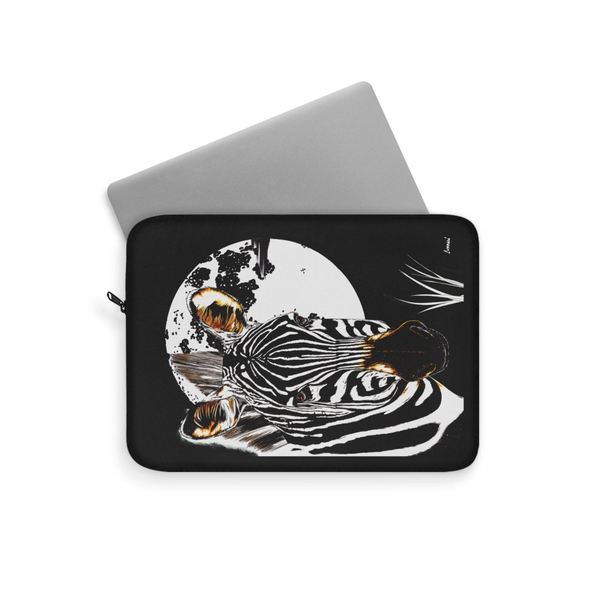 Stylish Zebra Print Laptop Sleeve - Protect Your Device with a Touch of Wild - Curran Artworks