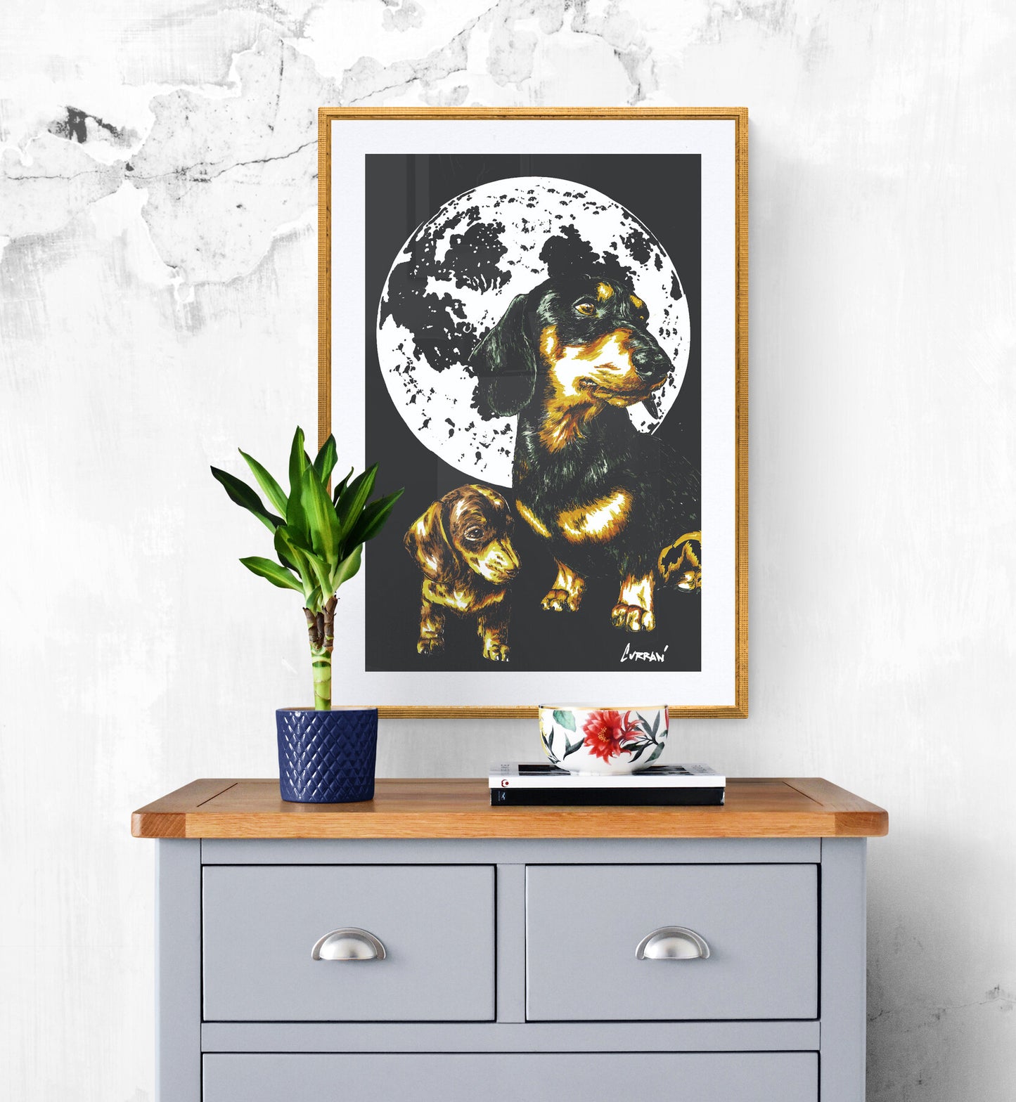 Dachshunds Original Hand Drawn Wall Art Poster