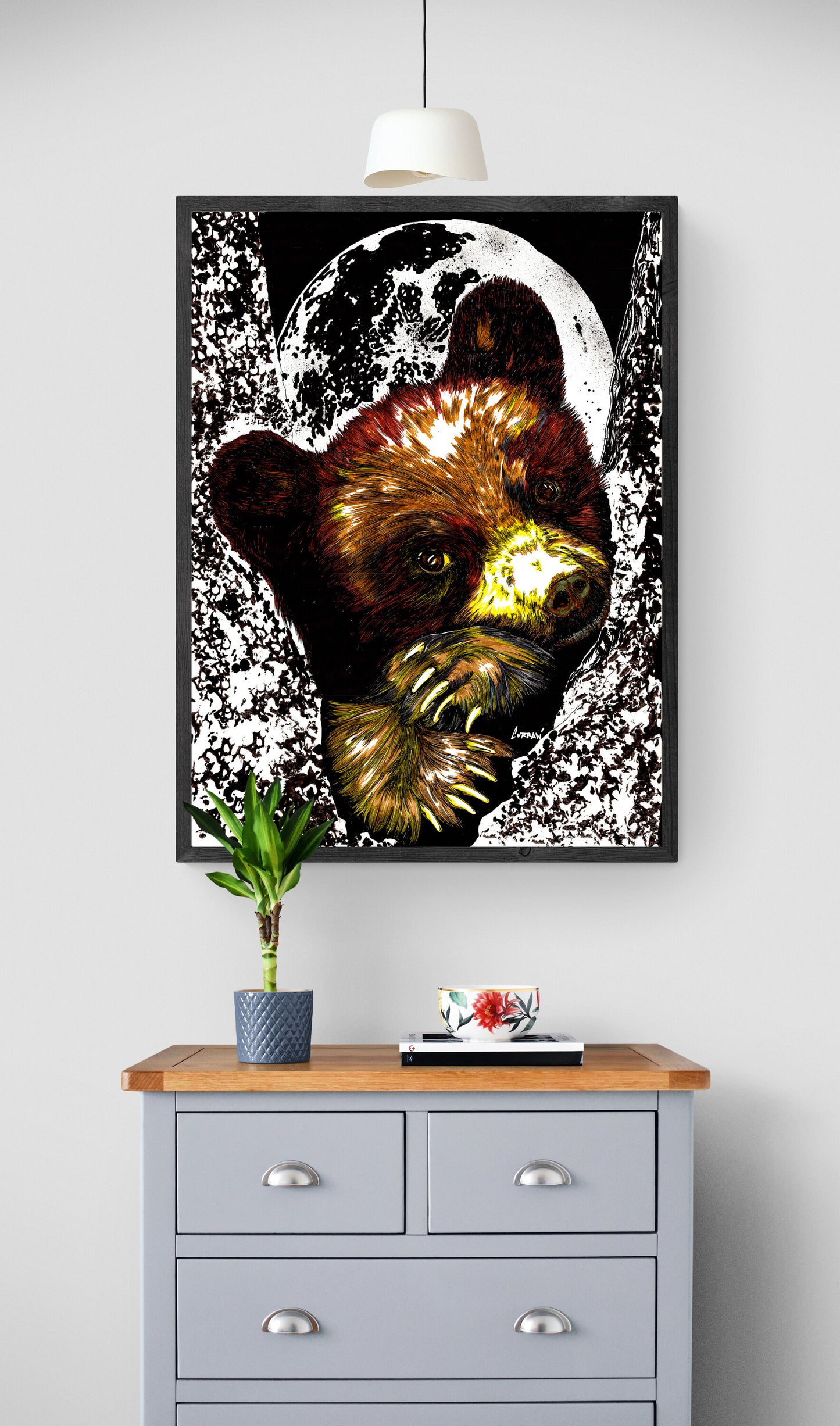 Brown Bear Cub Original hand drawn Wall Art Poster