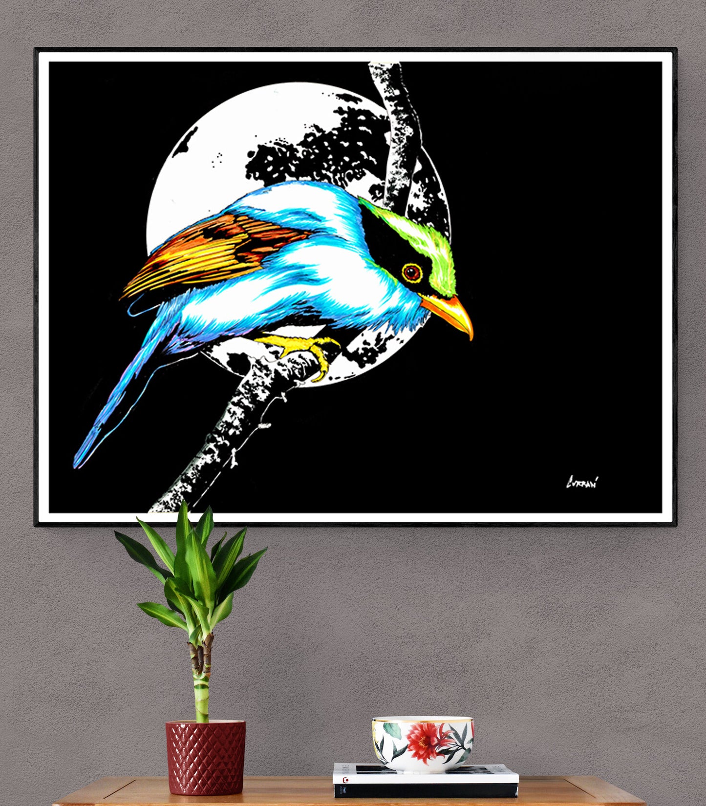 Exotic Bird Original Hand Drawn Wall Art Poster
