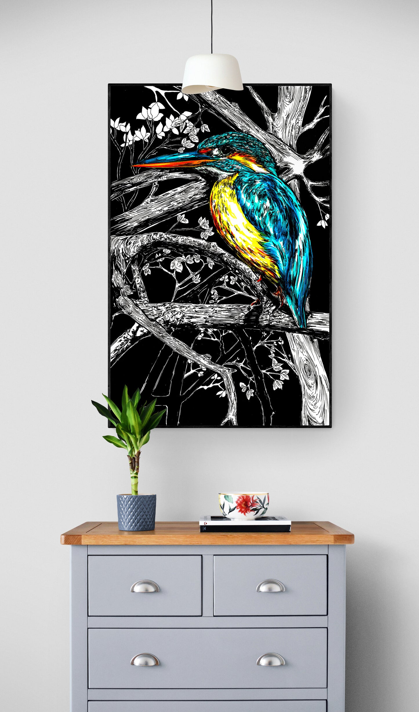 Kingfisher Exotic Bird Wall Art Poster Print