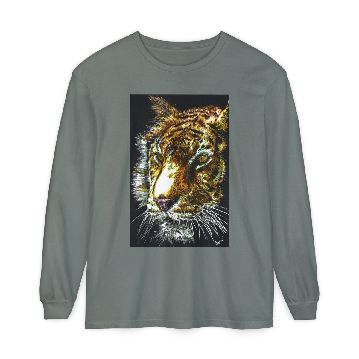Tiger Hand Drawn Unisex Long Sleeve T-Shirt - Curran Artworks