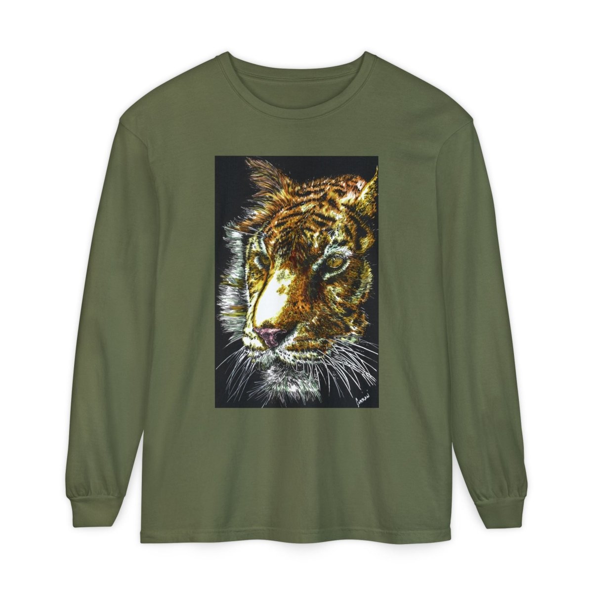 Tiger Hand Drawn Unisex Long Sleeve T-Shirt - Curran Artworks
