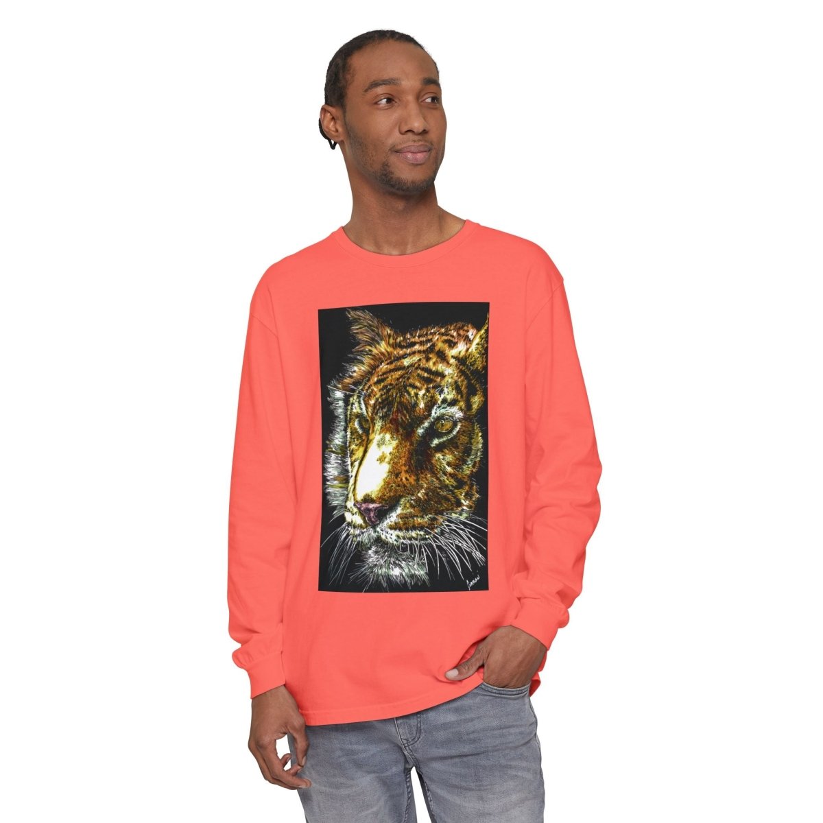 Tiger Hand Drawn Unisex Long Sleeve T-Shirt - Curran Artworks